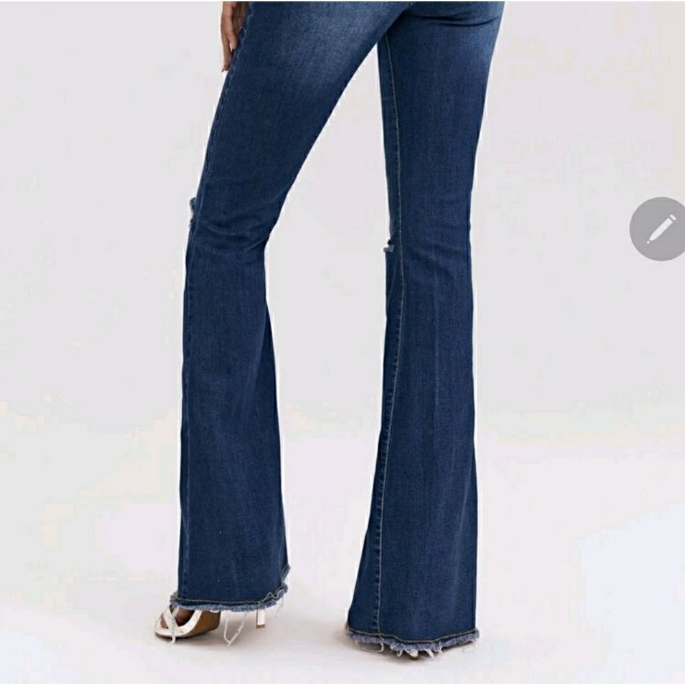 High Waist Ripped Detail Flare Leg - Picture 7 of 9